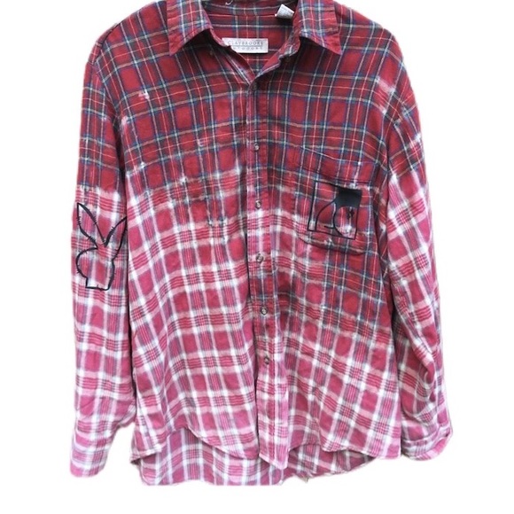 Other - Handmade bleach dyed playboy flannel